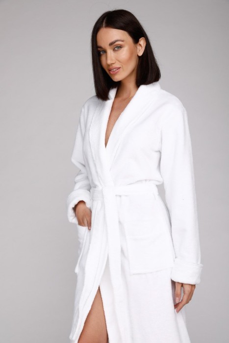 Бамбуковый махровый халат женский NATUREL (PM 908) белый