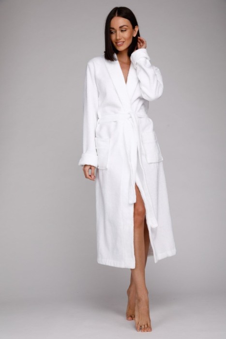 Бамбуковый махровый халат женский NATUREL (PM 908) белый