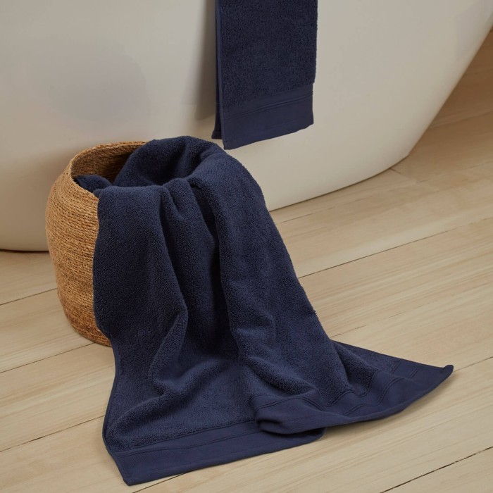 Набор полотенец Шанти для рук и банное (темно-синий)