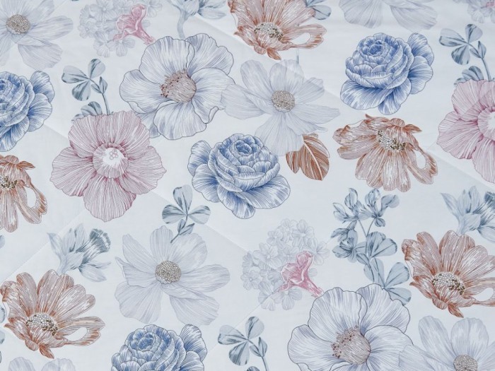 Комплект с летним одеялом семейный из печатного сатина 160х220 см, 2164-2OSP