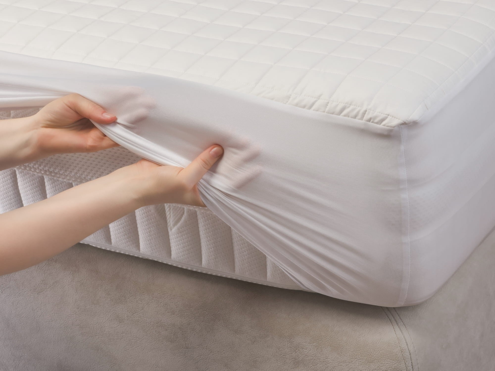 Наматрасник MATTRESS COTTON DRYSOFT GRASS непромокаемый с юбкой 160х200х40