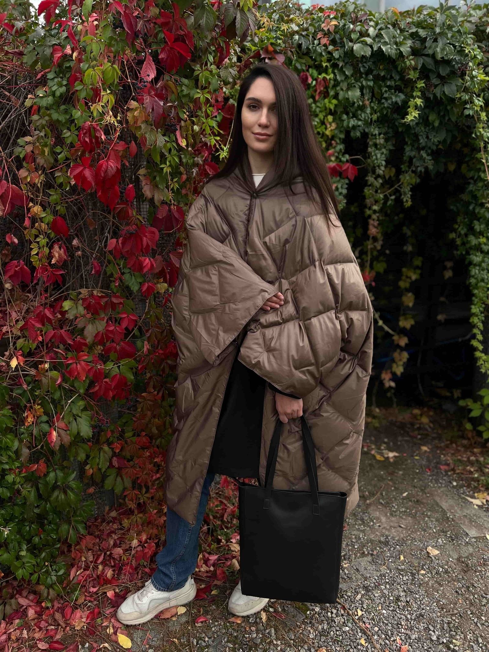 Дорожный плед-пончо пуховый Travel Cape Plaid Grass BEIGE 130х170