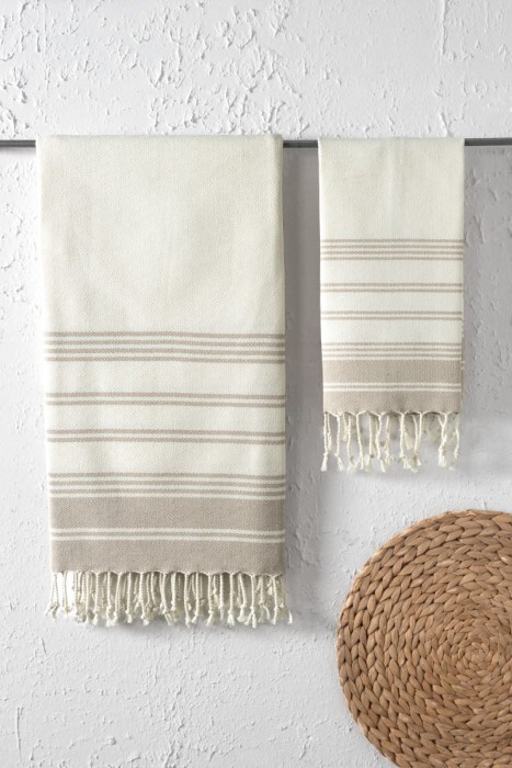 Набор полотенeц Arya с Бахромой 2 ед Diamond Бежевый