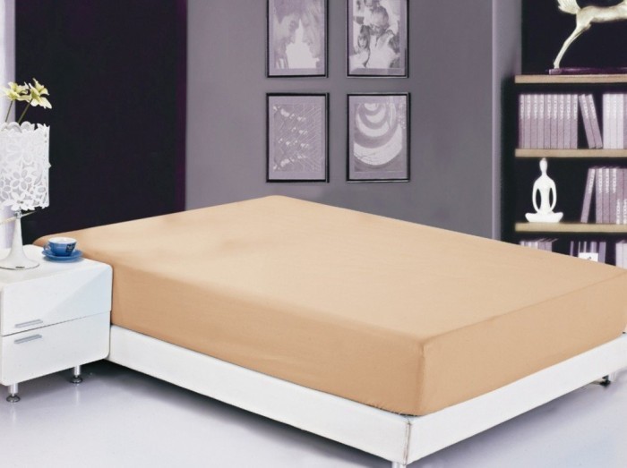 Простынь на резинке сатин однотонный PRC-R-03 160x200