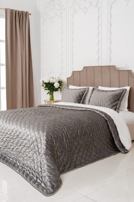 Покрывало Arya Бархат Ansel Серый