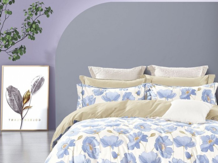 Комплект с ЛЕТНИМ одеялом из печатного сатина 200х220 см, 2165-OMP