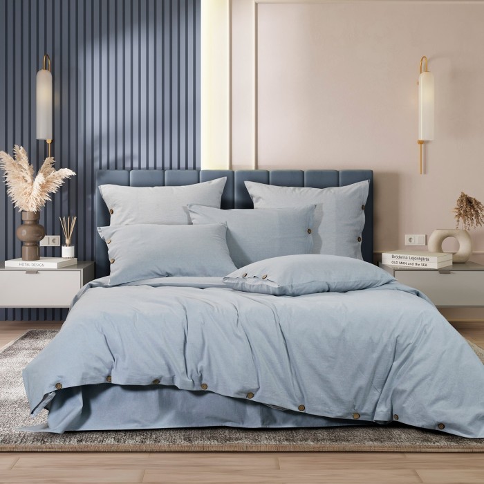 Постельное бельё Sharmes  "Rustic melange" евро макси (голубой)