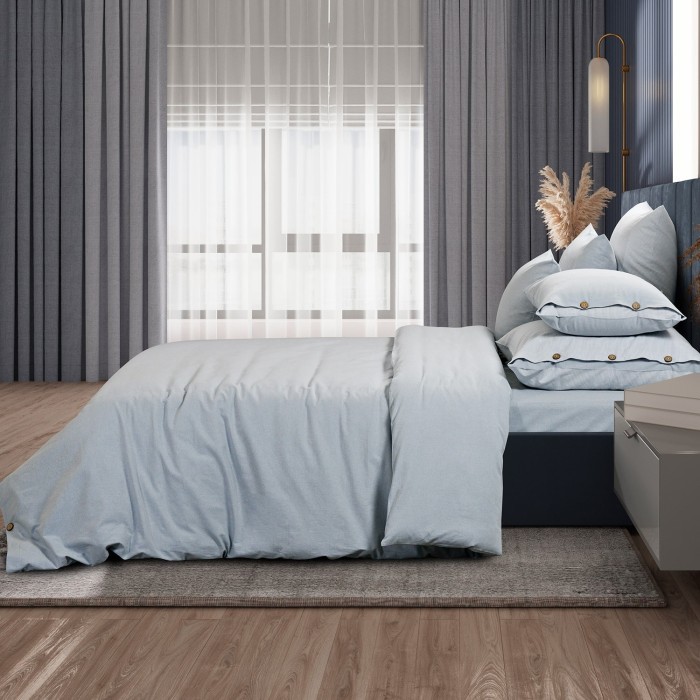 Постельное бельё Sharmes  "Rustic melange" евро макси (голубой)