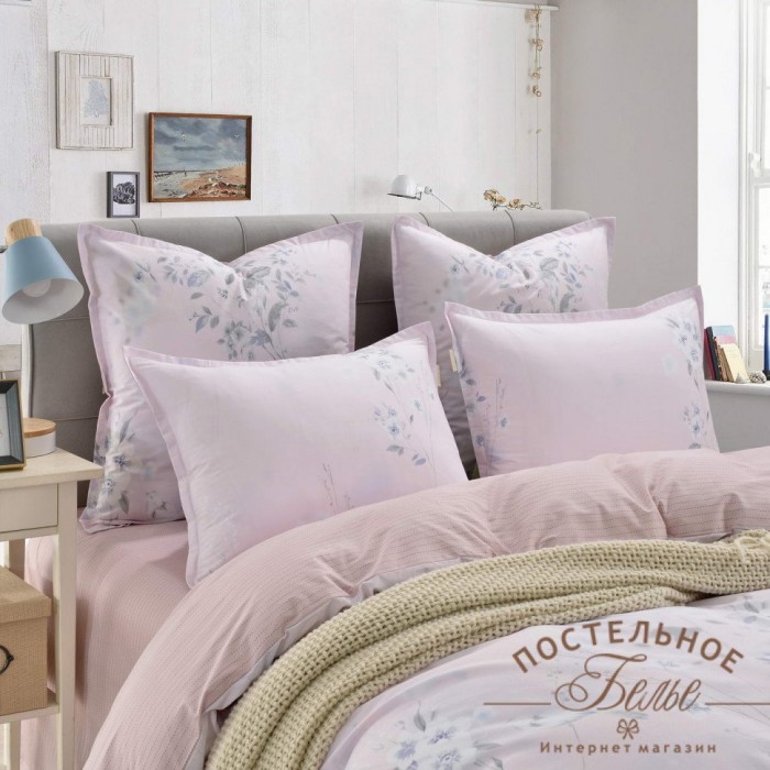 Римма розовый Комплект постельного белья сатин Евро 4н