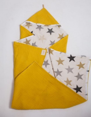 Полотенце-уголок муслин желтый (звезды)