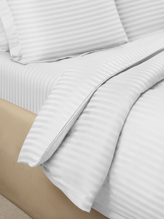 Постельное белье Arya из Страйп Сатина 2 Сп. 200x220 Vip Белый