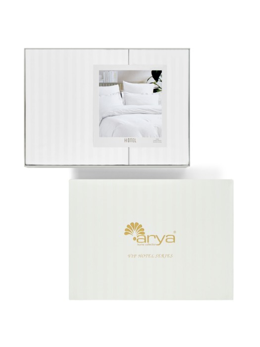 Постельное белье Arya из Страйп Сатина 2 Сп. 200x220 Vip Белый