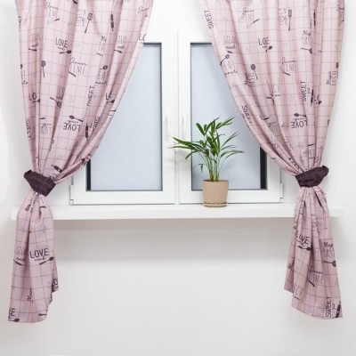 Комплект штор д/кухни с подхватами Этель &quot;Homemade&quot; 145х180см-2 шт., 100% п/э
