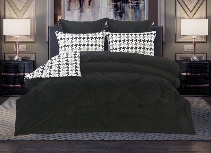 Постельный набор евро Пепита Шанель черный грифель ABC Cotton