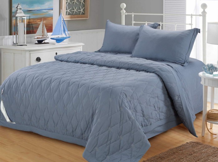 Камелия (темно-серая) Евро Комплект Вышивка