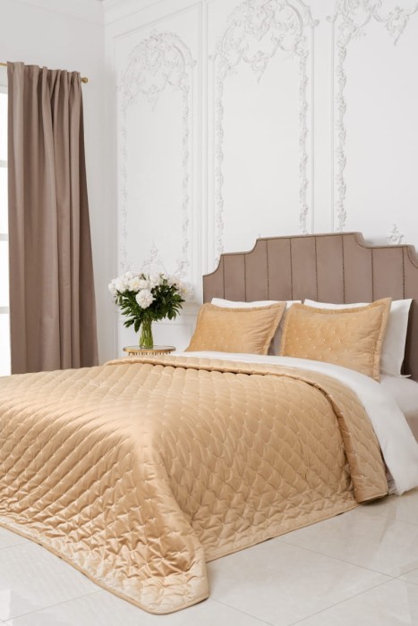 Покрывало Arya Бархат Ansel Золотистый