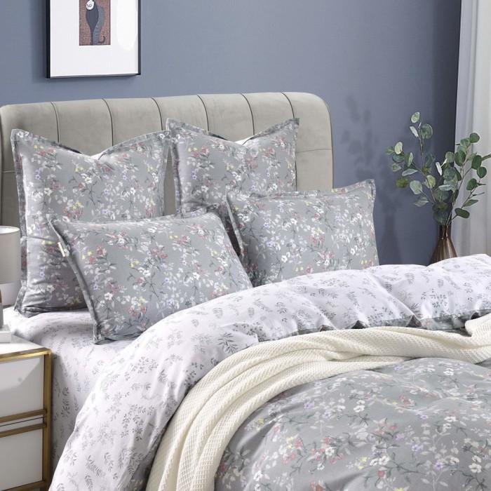 Холли серый Комплект постельного белья сатин 1.6