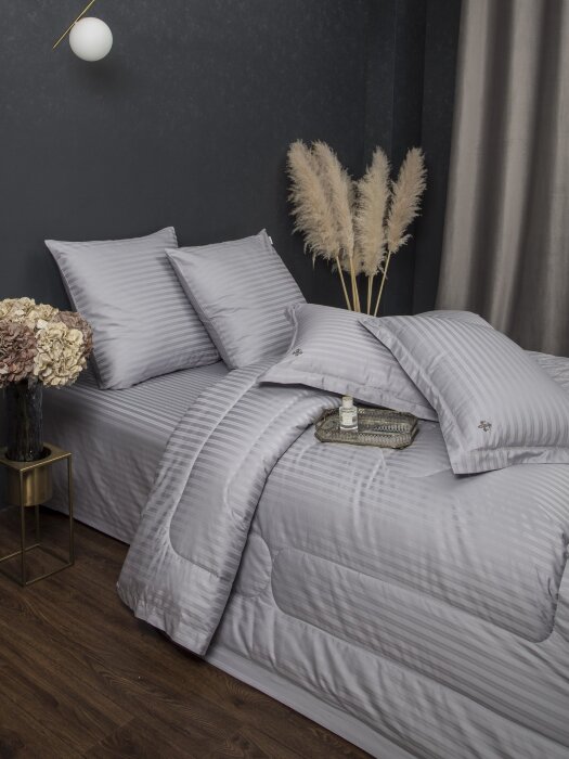 Комплекты для сна Stripe Royal (серебро) Egypt Cotton Евро K-ЕВРО-3083 к-т