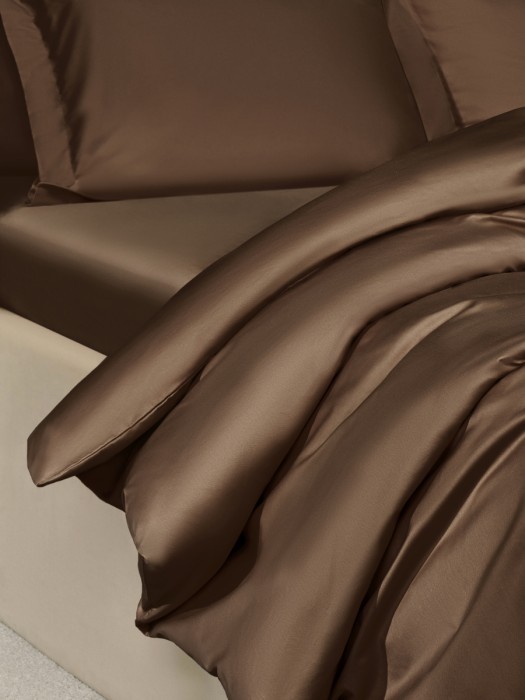 Постельное белье Arya из Oднотонного Сатина 2 Сп. 200x220 Vip Темно-Коричневый