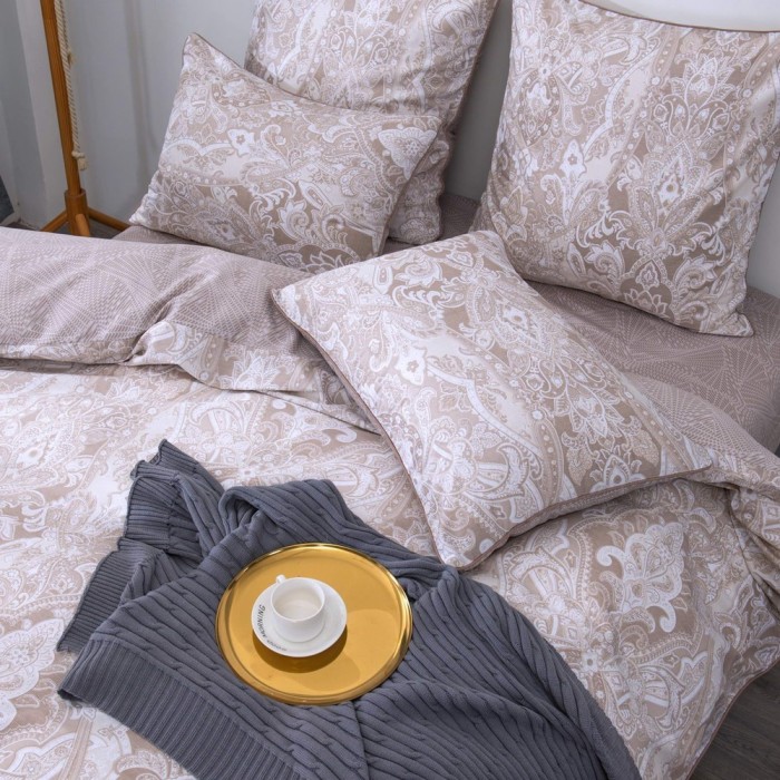 Вавилон (беж) Комплект постельного белья сатин Евро 4н Евро-5110