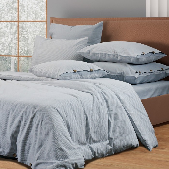 Постельное бельё Sharmes  "Rustic stripe" 1,5 спальный (голубой)