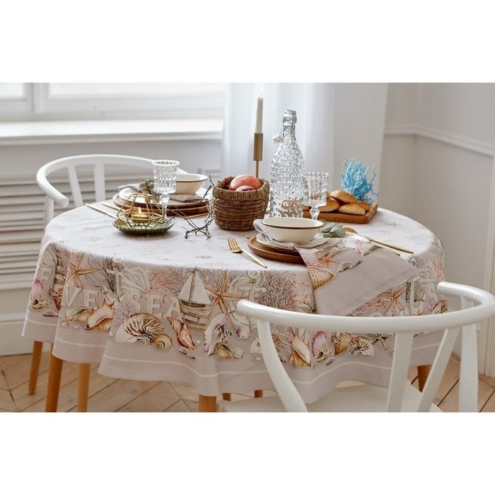Скатерть "Этель" Коралловый риф d=150см +/-3см, 100% хл, саржа 190 гр/м2