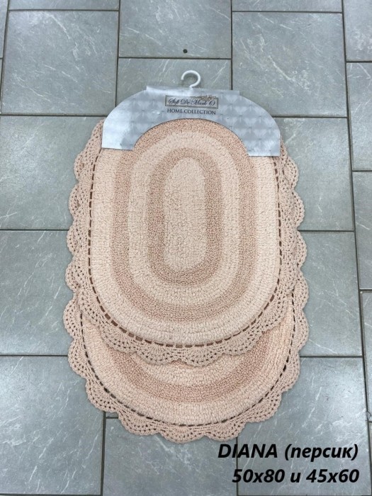 DIANA (персик) Набор ков. для ванной кружевной 50х80 и 45х60