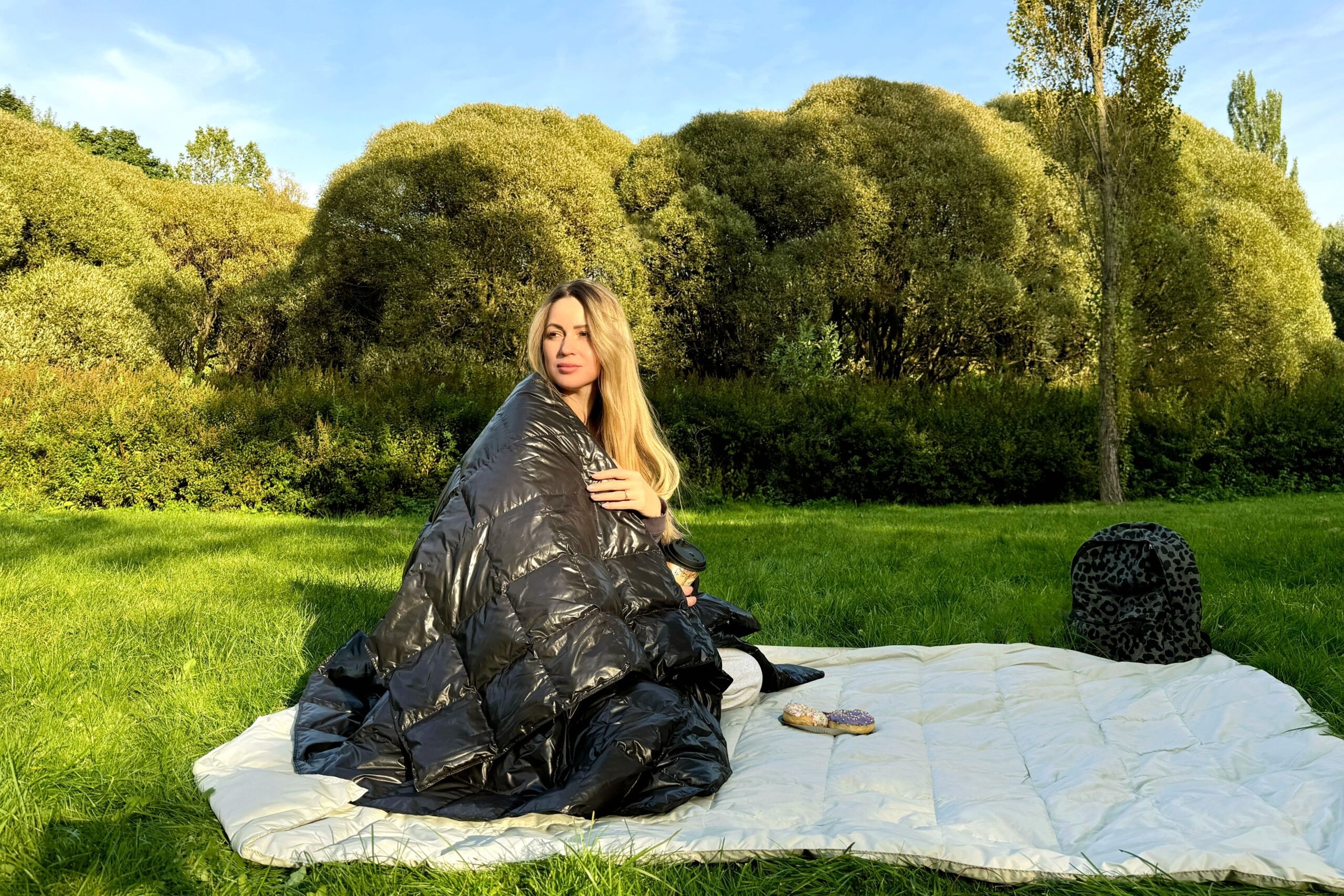 Дорожный плед пуховый Travel Plaid&Pillow Grass Black 140х200