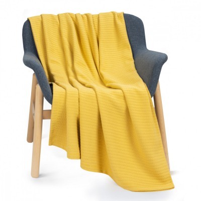 Плед-покрывало хлопковый коса горчичный (Hardal) 220 x 230 см