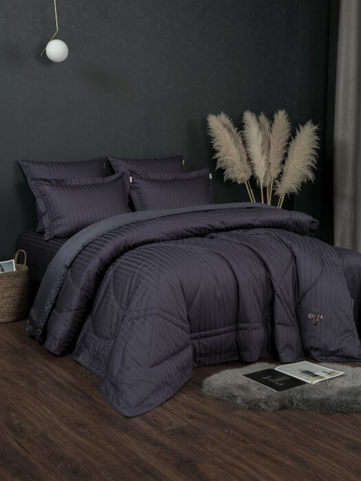 Комплекты для сна Stripe Le-Man (графит сапфир) Egypt Cotton Евро