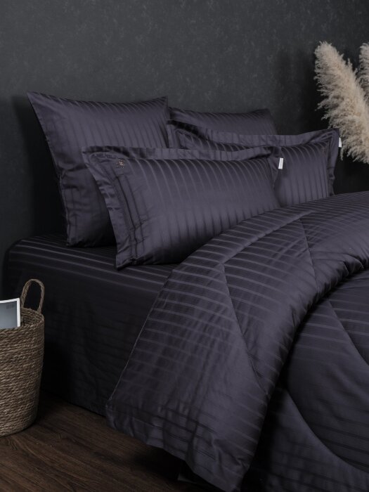 Комплекты для сна Stripe Le-Man (графит сапфир) Egypt Cotton Евро