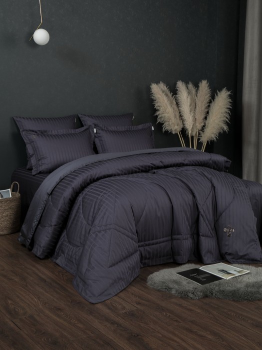 Комплекты для сна Stripe Le-Man (графит сапфир) Egypt Cotton Евро