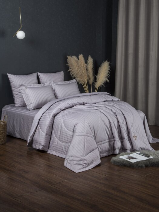 Комплекты для сна Stripe Le-Man (платина лаванда) Egypt Cotton Евро