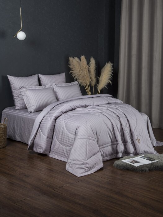 Комплекты для сна Stripe Le-Man (платина лаванда) Egypt Cotton Евро