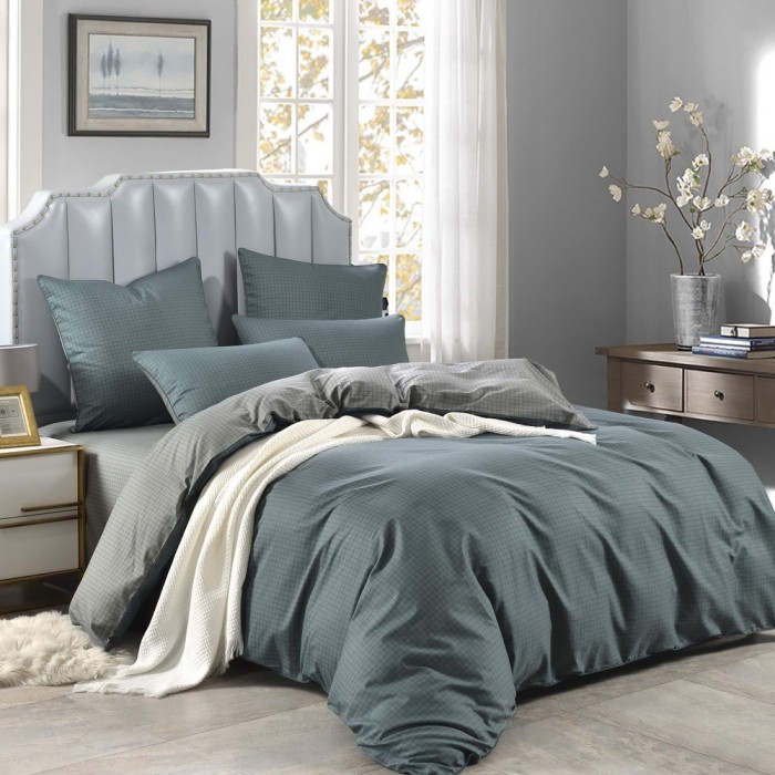 Диксан (серый) Комплект постельного белья сатин Евро 4н