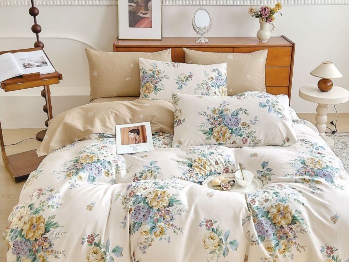 Комплект с летним одеялом семейный из печатного сатина 160х220 см, 2168-2OSP