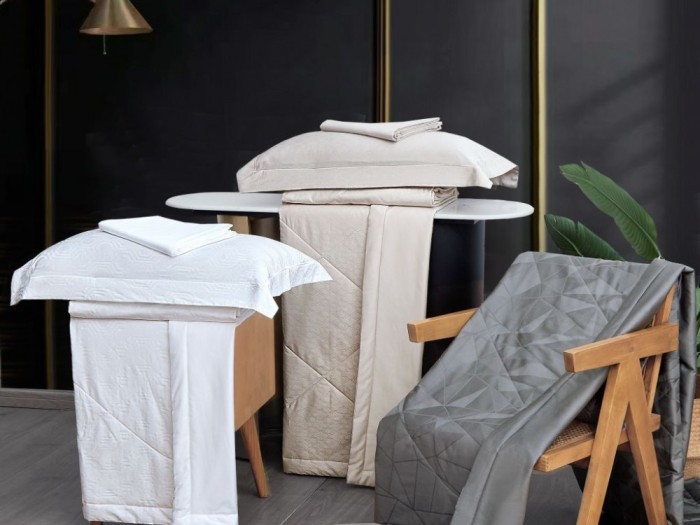 Комплект с летним одеялом евро из хлопкового жаккарда 200х220 см, 1645-OMP