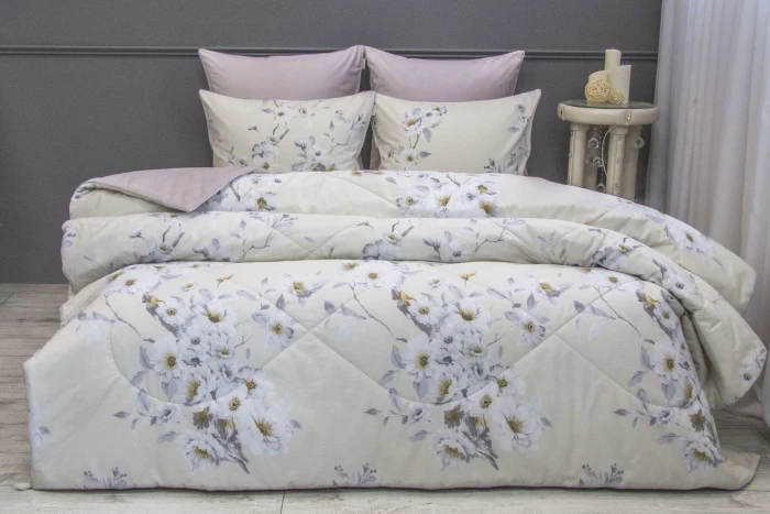 Комплект с велюровым одеялом KAZANOV.A Вилма бежевый жемчуг, полуторный