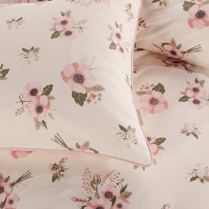 Августа (розовая) Комплект постельного белья сатин Евро 4н