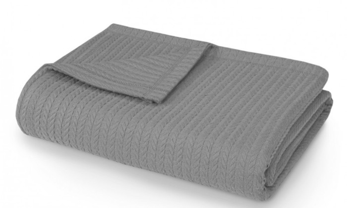 Плед-покрывало хлопковый коса серый 220 x 230 см
