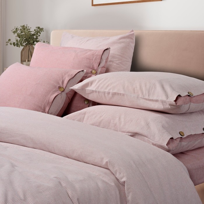 Постельное бельё Sharmes  "Rustic stripe" евро (розовый )