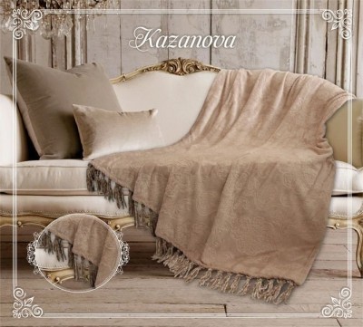 Плед Казанова Плед "Казаурия" бежевый жаккард/кисточки 210х230 SR56-264-2.1