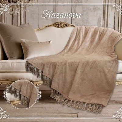 Плед Казанова Плед &quot;Казаурия&quot; бежевый жаккард/кисточки 210х230 SR56-264-2.1
