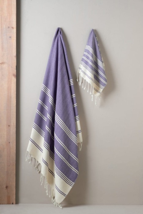 Набор полотенeц Arya с Бахромой 2 шт Zigzag Светло-Пурпурный