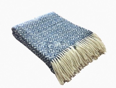 Плед 100 % шерсть синий 130x180