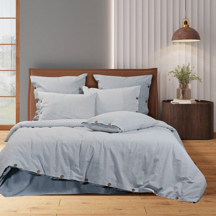 Постельное бельё Sharmes  "Rustic stripe" евро (голубой)