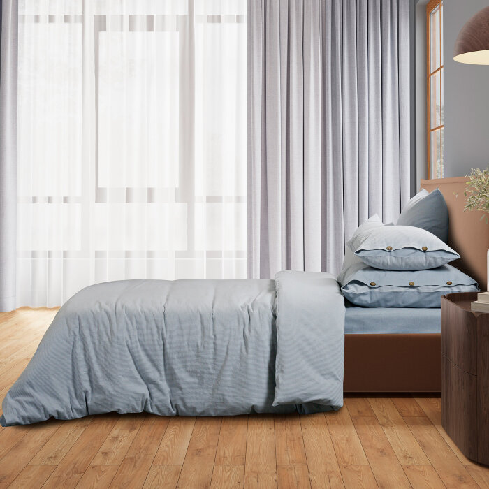 Постельное бельё Sharmes  "Rustic stripe" евро (голубой)