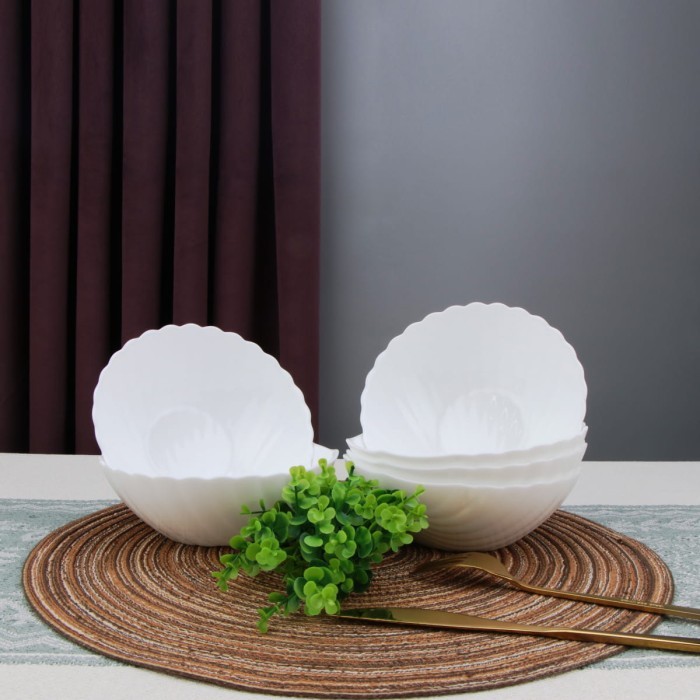 Набор салатников Arya из опалового стекла 6 ед Shell Белый