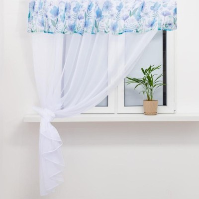 Тюль с подхватом и ламбрекеном Этель &quot;Незабудки&quot; 250х200см, 100% п/э