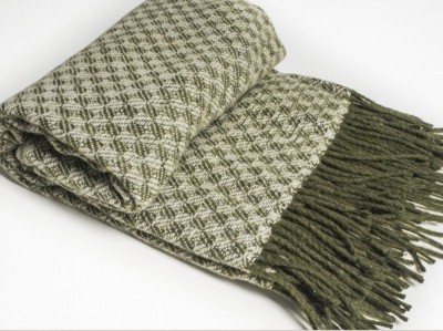 Плед 100 % шерсть зеленый 130x180